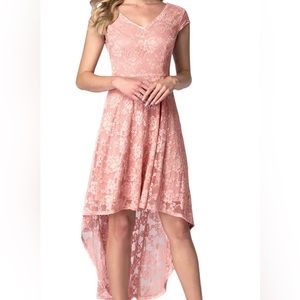 Women’s Floral Lace Cap Sleeve Hi-Lo Cocktail Dress